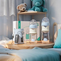 Dr.Green™ – Kit Biberon en Verre avec Chauffe-Biberon et Mélangeur Intégré - Bébé Ange