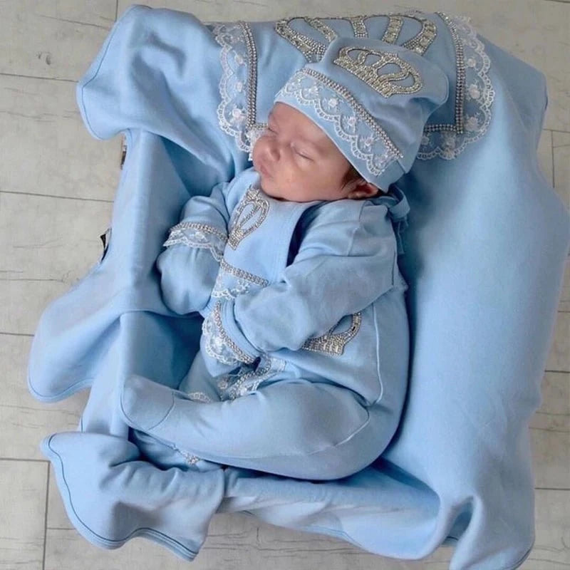 RoyalBaby™ - Ensemble Hôpital de Sortie Naissance Bling 5 Pièces Princesse/Prince - Bébé Ange