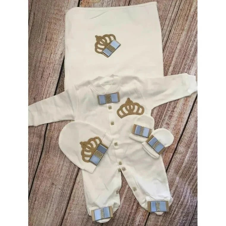 RoyalBaby™ - Ensemble Hôpital de Sortie Naissance Bling 5 Pièces Princesse/Prince - Bébé Ange