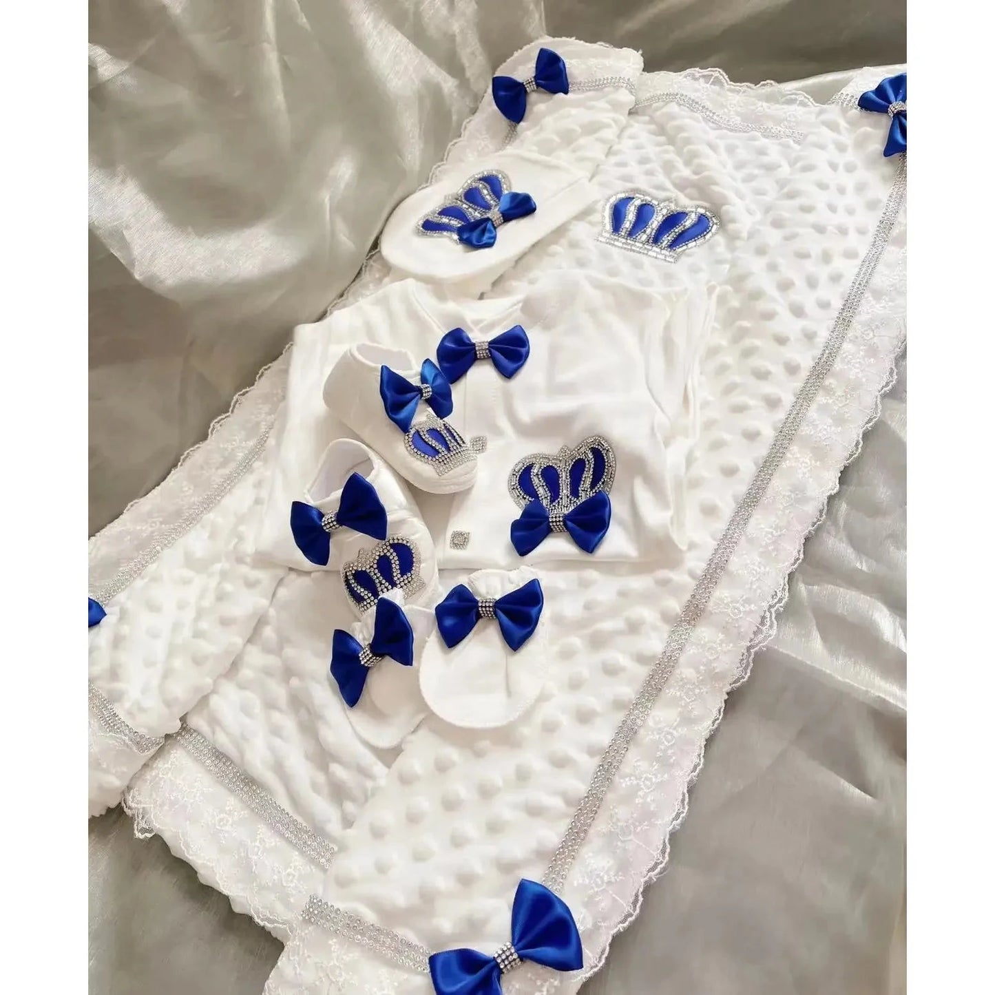 RoyalBaby™ - Ensemble Hôpital de Sortie Naissance Bling 5 Pièces Princesse/Prince - Bébé Ange