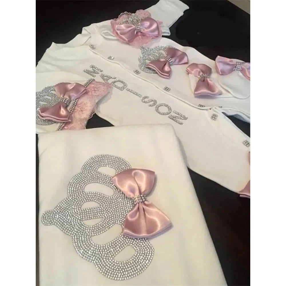 RoyalBaby™ - Ensemble Hôpital de Sortie Naissance Bling 5 Pièces Princesse/Prince - Bébé Ange