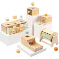 SensoriKid™ - Boîte Ronde et Rectangulaire avec Tambour Tournant Macaron pour Bébé - Bébé Ange