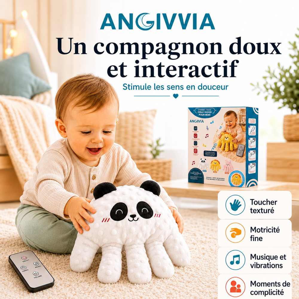 Bébé joue avec la main ANGIVIA panda