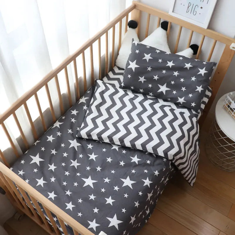 BabyNest™ - Parure de Lit en Coton pour Nouveau-né à Motif Étoile (3 Pièces) - Bébé Ange