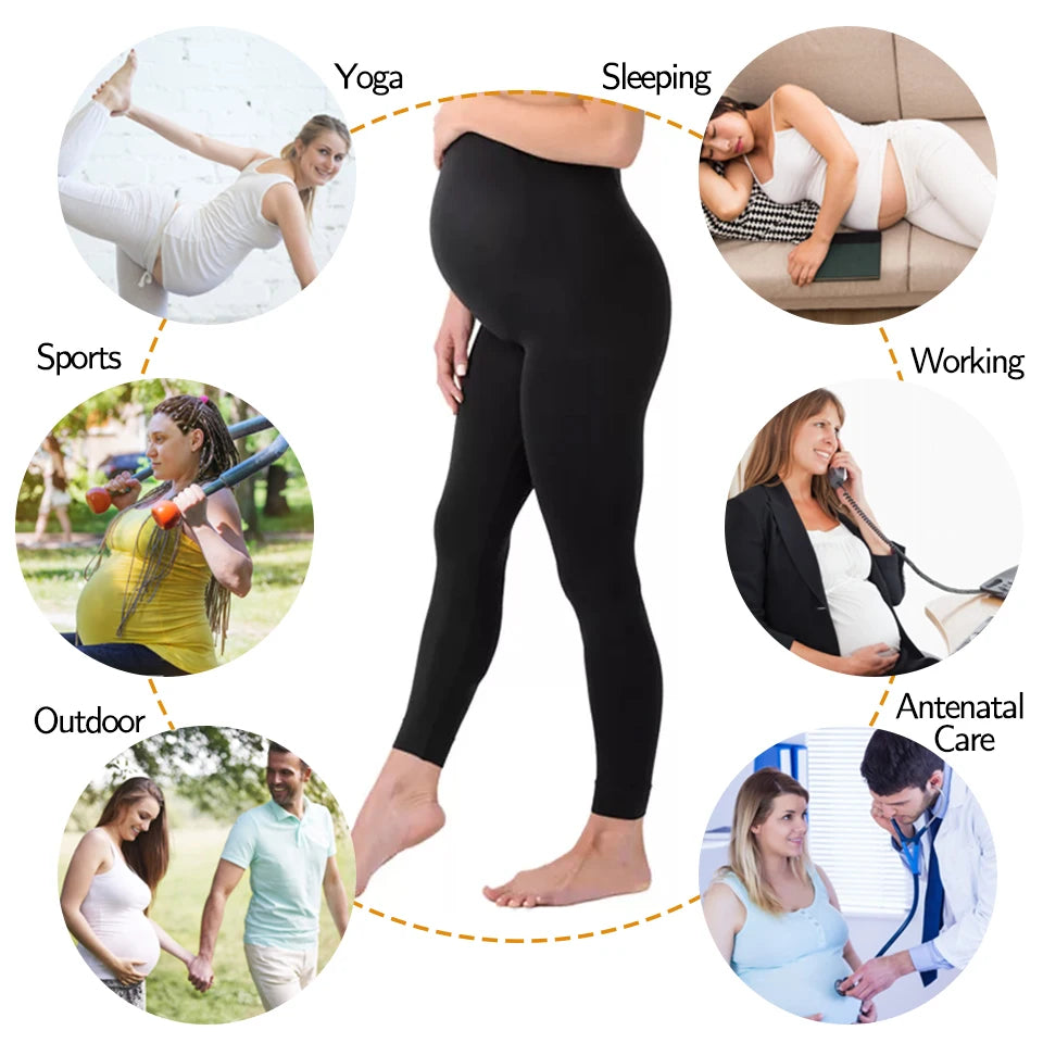 MaternComfort™ - Leggings Maternité Haute Taille avec Soutien Abdominal - Bébé Ange