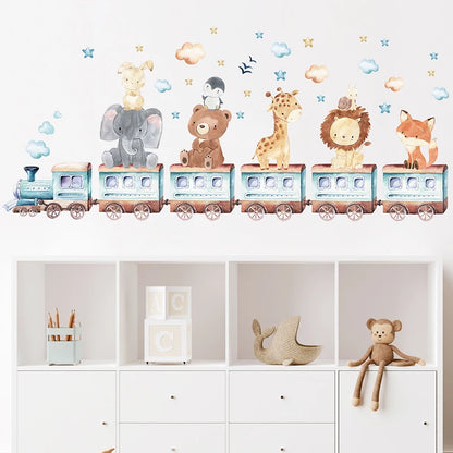 JungleMagique – Stickers Muraux Animaux Africains (Éléphant, Girafe, Ours, Renard) – Décoration pour Chambre d'Enfant, Lot de 2 - Bébé Ange