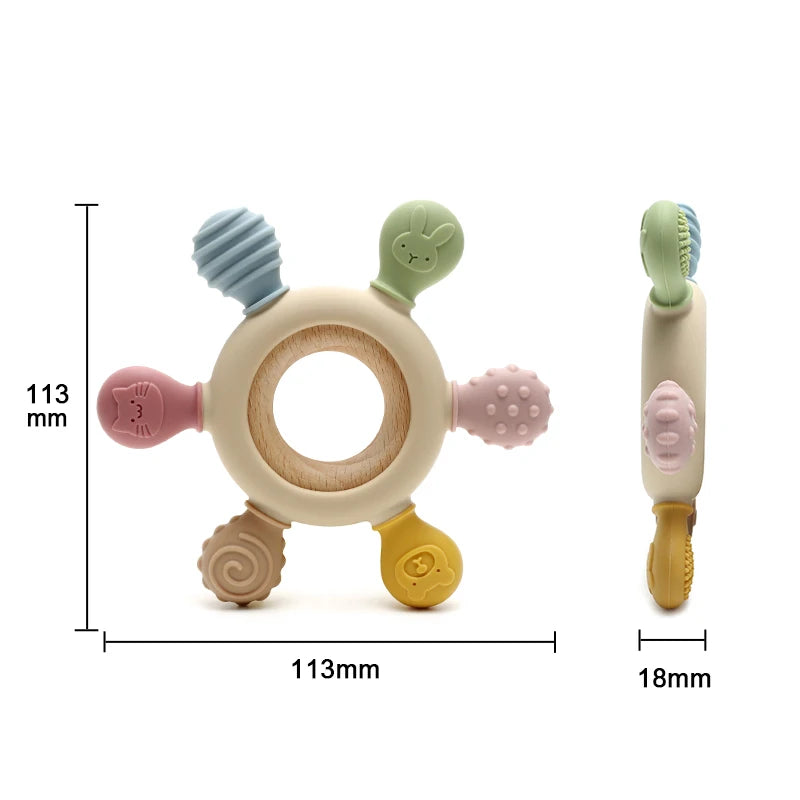 BabyRudder™ - Anneau de Dentition en Silicone et Bois Sans BPA - Bébé Ange