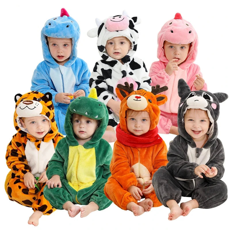 FluffyZoo - Barboteuse d'Hiver à Capuche pour Bébé avec Motifs Animaux (0-3 Ans) - Bébé Ange