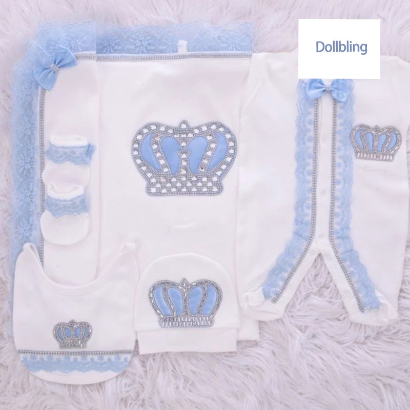 RoyalBaby™ - Ensemble Hôpital de Sortie Naissance Bling 5 Pièces Princesse/Prince - Bébé Ange