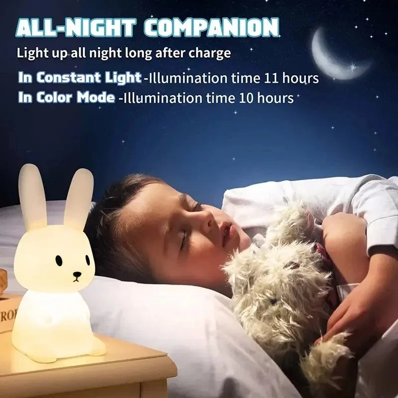 LumiRabbit™ - Lampe LED en Silicone Tactile pour Enfants - Bébé Ange