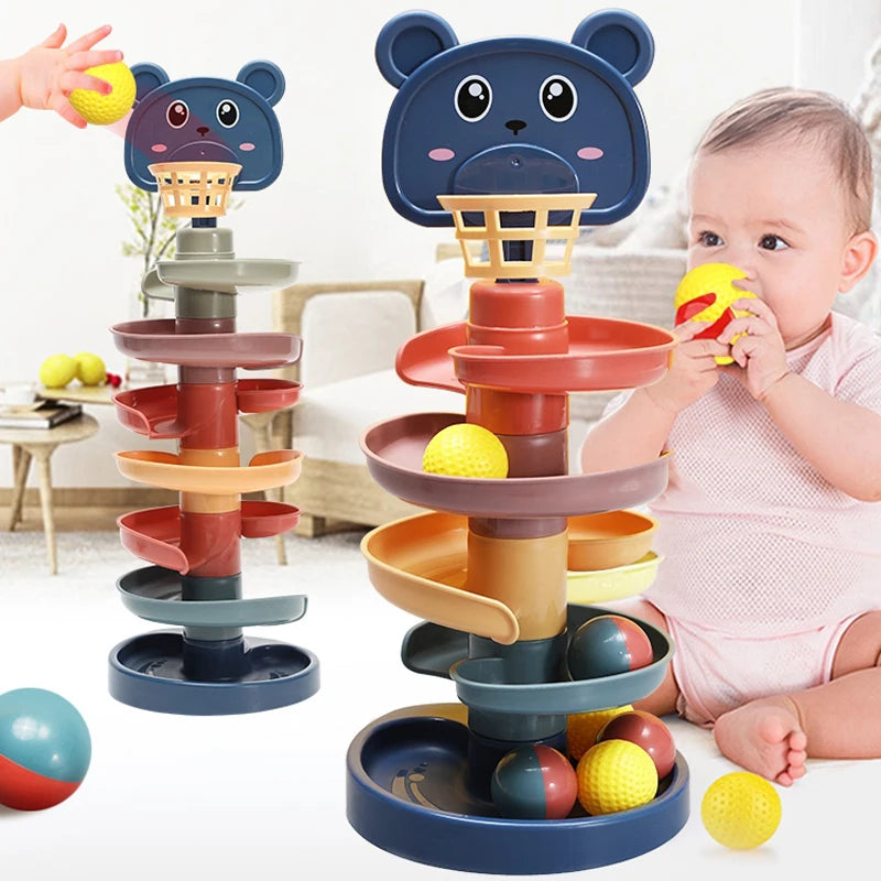 SafeSpin - Jouet Éducatif Rotatif pour Bébé, Balle Empilable Sécurisée Montessori - Bébé Ange