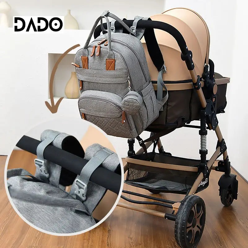 BabyTote - Sac à Dos à Langer Multifonction Imperméable avec Matelas à Langer et Sangles de Poussette - Bébé Ange