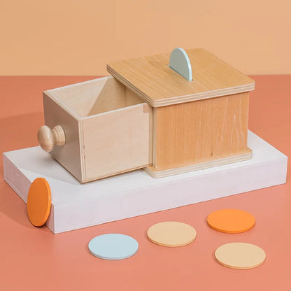 SensoriKid™ - Boîte Ronde et Rectangulaire avec Tambour Tournant Macaron pour Bébé - Bébé Ange