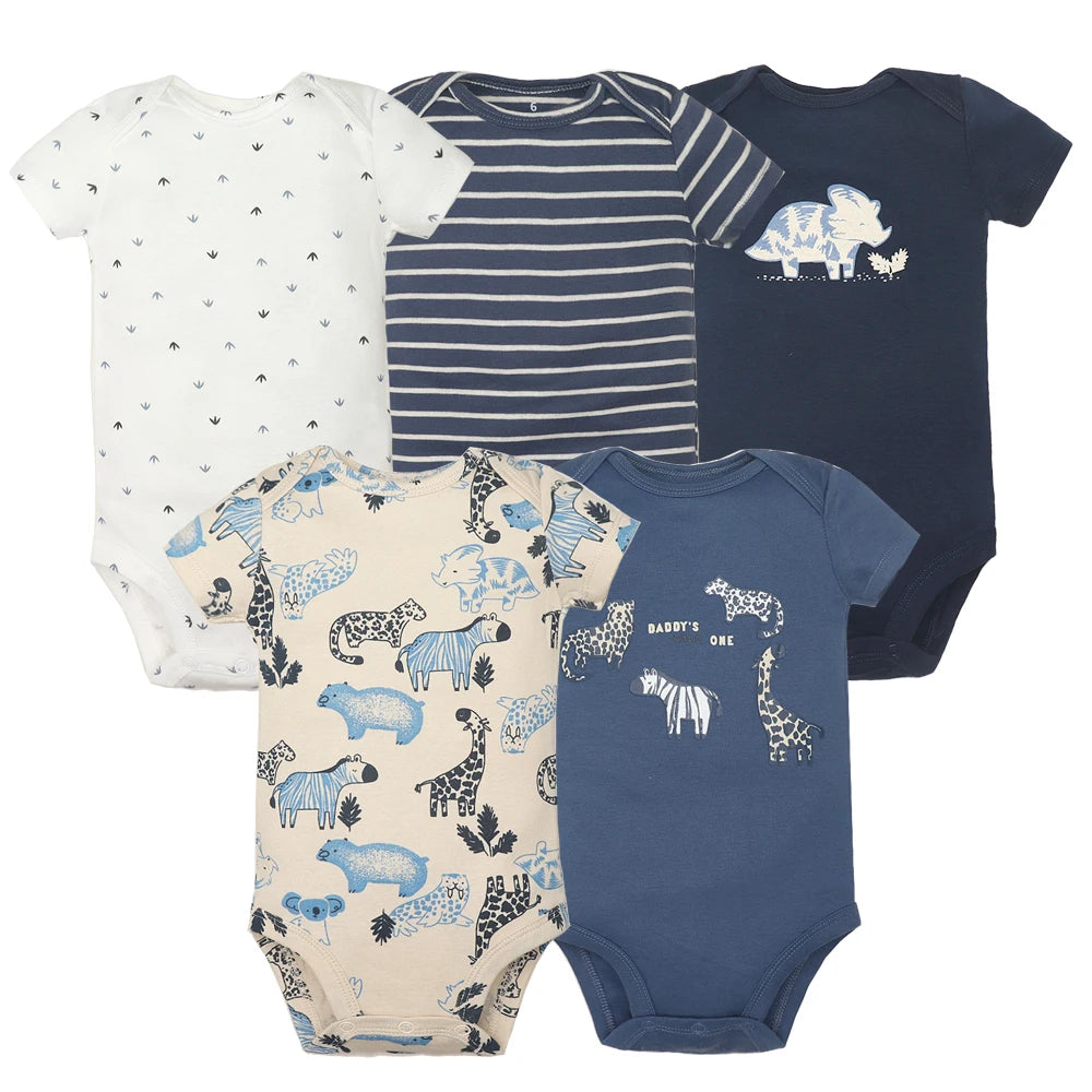 BabySoft - Lot de 5 Bodies en Coton à Manches Courtes (0 à 24 Mois)