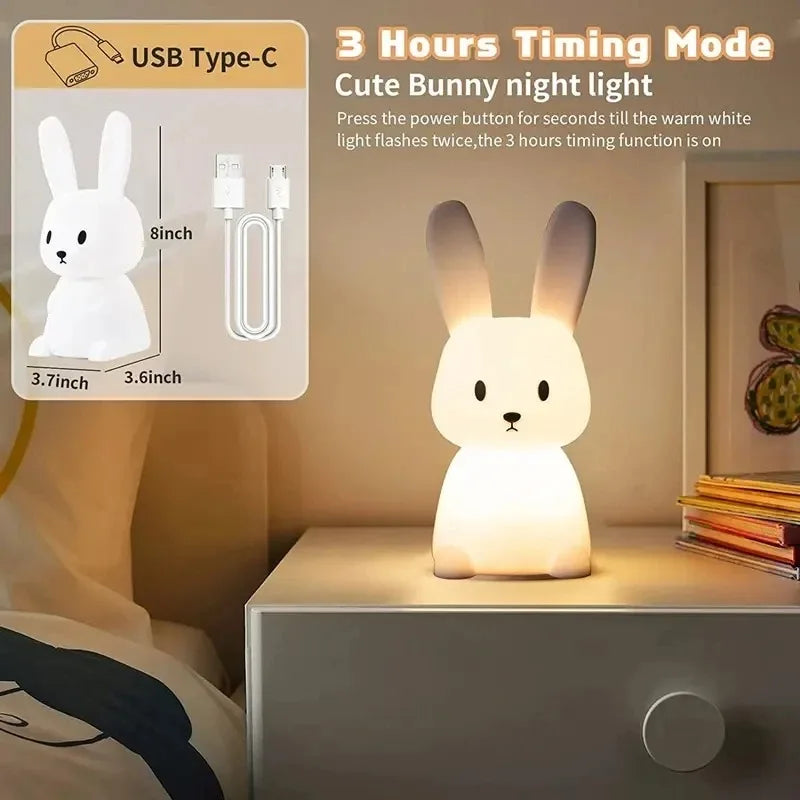 LumiRabbit™ - Lampe LED en Silicone Tactile pour Enfants - Bébé Ange