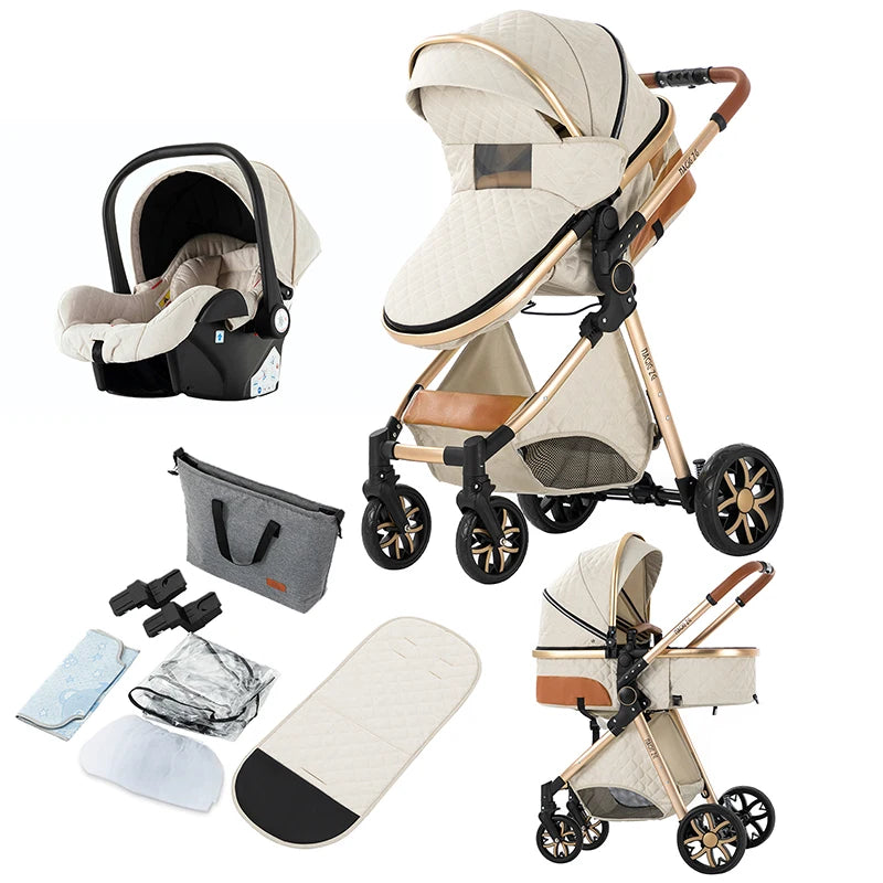 LuxBaby™ - Poussette de Luxe 3 en 1 pour Bébé - Bébé Ange