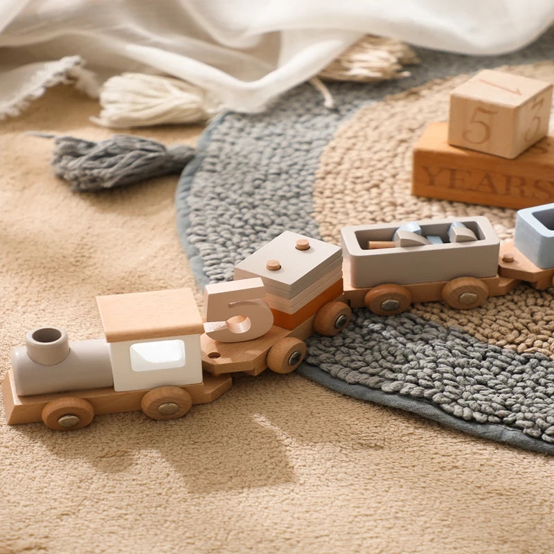 EcoTrain™ - Train en Bois Éducatif Montessori pour Enfants - Bébé Ange