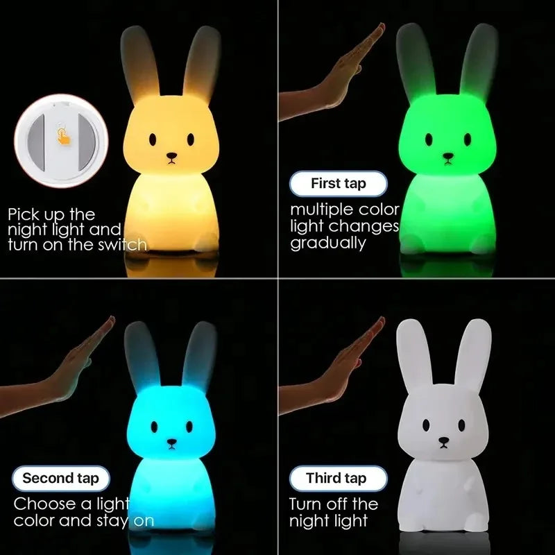 LumiRabbit™ - Lampe LED en Silicone Tactile pour Enfants - Bébé Ange