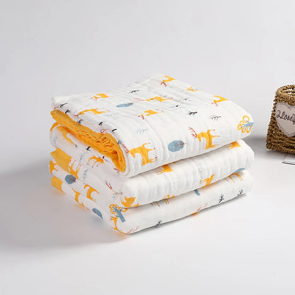 CuddleNest™ - Couverture en Gaze de Coton à 6 Couches pour Bébé, Respirante et Douce - Bébé Ange