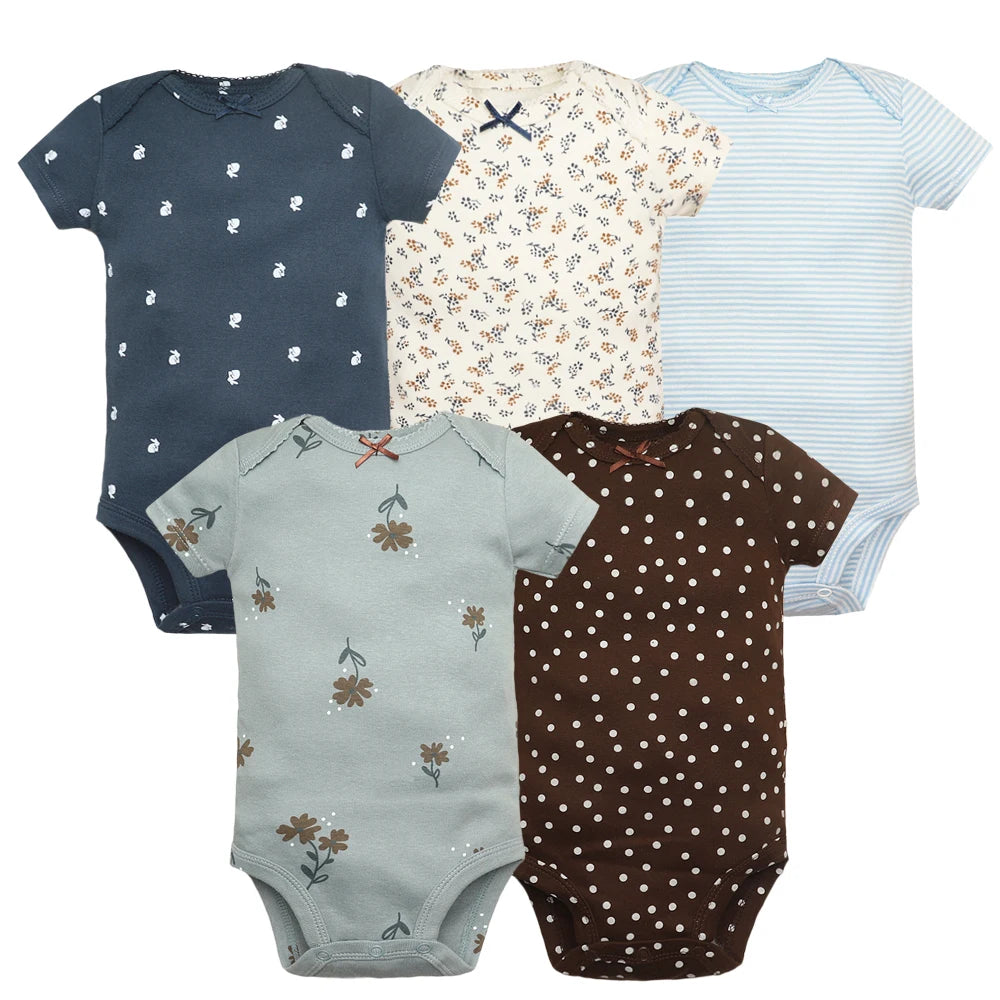 BabySoft - Lot de 5 Bodies en Coton à Manches Courtes (0 à 24 Mois)