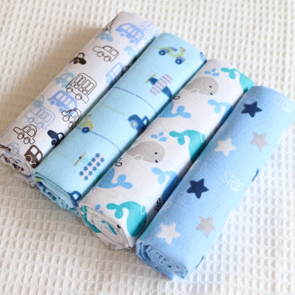 BabySnuggle™ - Lot de 4 Couvertures en Flanelle 100% Coton pour Nouveau-né, Super Douces et Absorbantes, 76x76cm - Bébé Ange