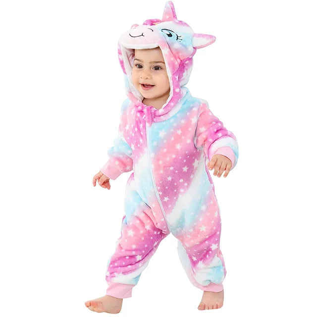 FluffyZoo - Barboteuse d'Hiver à Capuche pour Bébé avec Motifs Animaux (0-3 Ans) - Bébé Ange