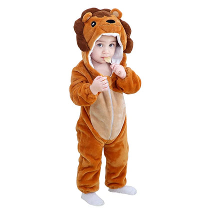 FluffyZoo - Barboteuse d'Hiver à Capuche pour Bébé avec Motifs Animaux (0-3 Ans) - Bébé Ange