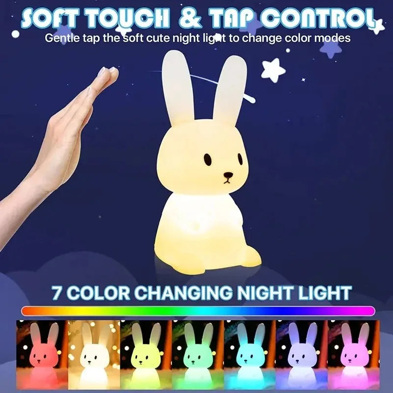 LumiRabbit™ - Lampe LED en Silicone Tactile pour Enfants - Bébé Ange