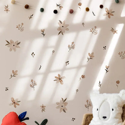 BohoJoli-Autocollant Mural avec Fleurs et Feuilles Interconnectées - Décalcomanies d'Art en Vinyle pour Chambre d'Enfant et Salon, Décoration de Maison - Bébé Ange