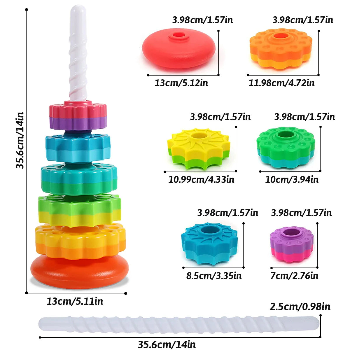 RainbowSpin™ - Tour Arc-en-Ciel Rotative Montessori pour Enfants - Bébé Ange