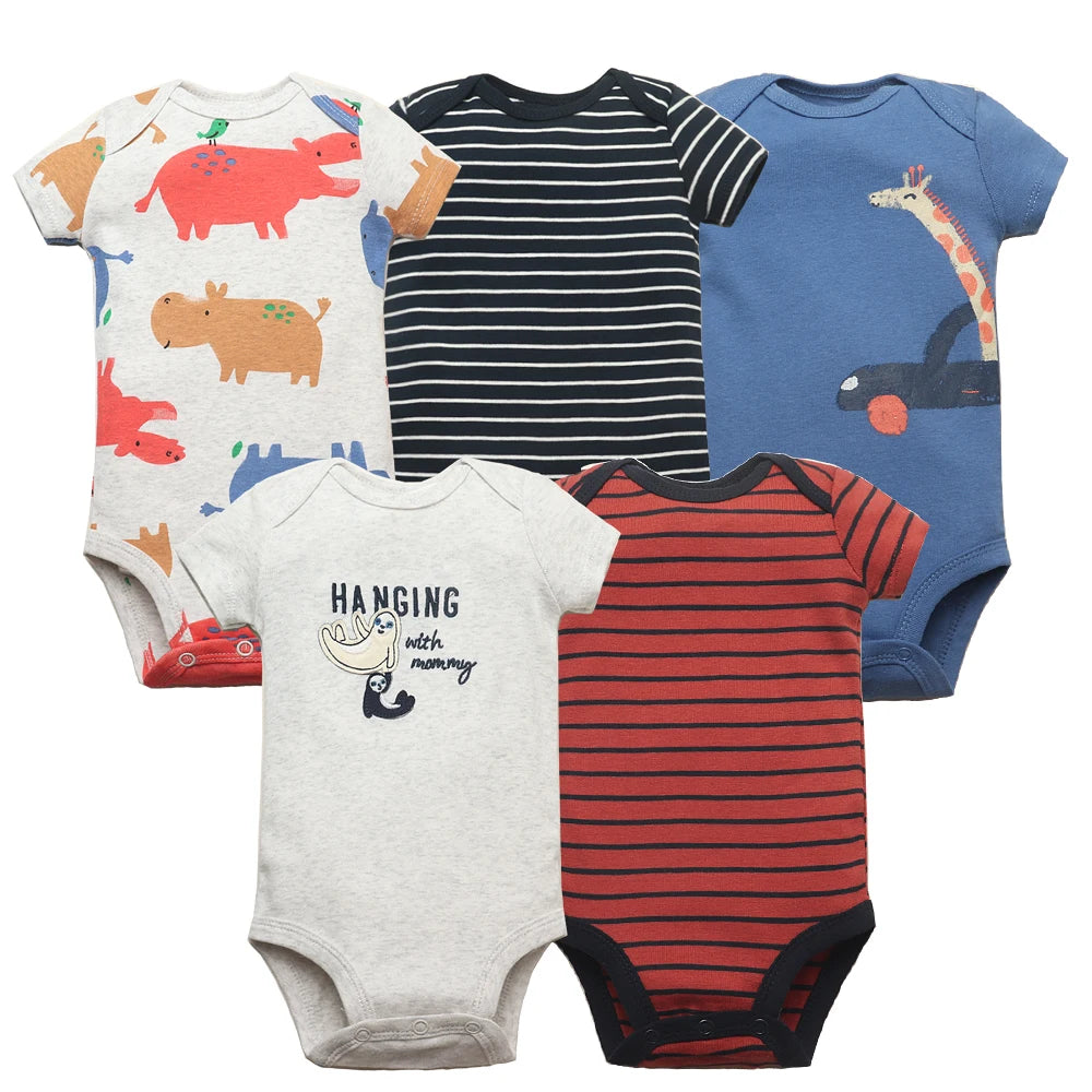 BabySoft - Lot de 5 Bodies en Coton à Manches Courtes (0 à 24 Mois)