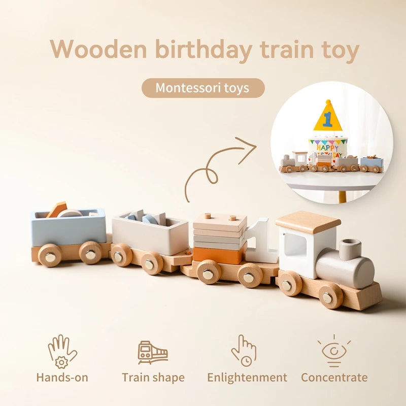 EcoTrain™ - Train en Bois Éducatif Montessori pour Enfants - Bébé Ange