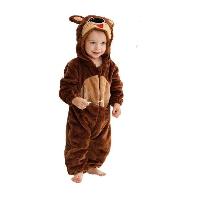 FluffyZoo - Barboteuse d'Hiver à Capuche pour Bébé avec Motifs Animaux (0-3 Ans) - Bébé Ange