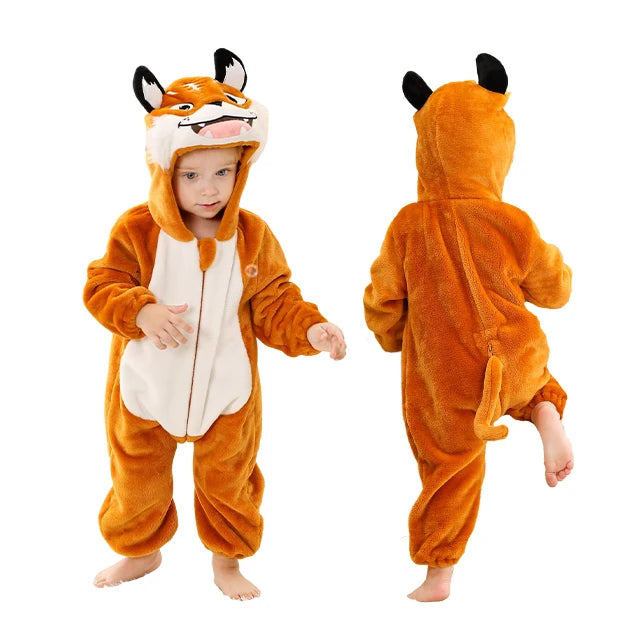 FluffyZoo - Barboteuse d'Hiver à Capuche pour Bébé avec Motifs Animaux (0-3 Ans) - Bébé Ange