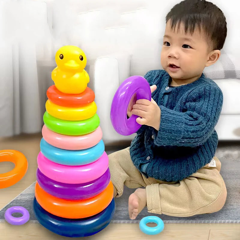 RolliToys - Tour de Boules Montessori pour Bébé, Jeu d'Éveil et de Développement Empilable - Bébé Ange