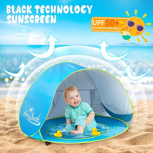 SunGuard™ – Tente de Plage pour Bébés avec Piscine d’Ombre et Protection UV - Bébé Ange