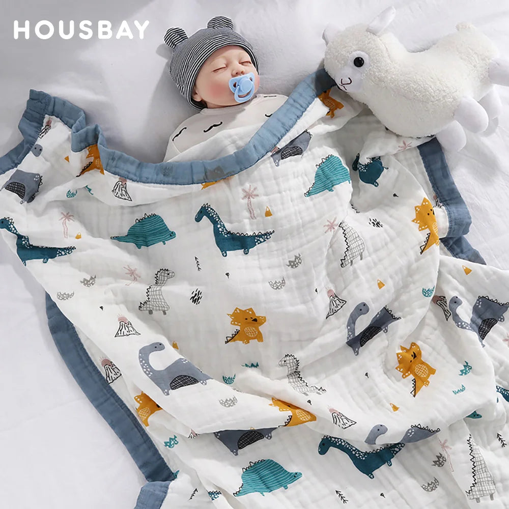 CuddleNest™ - Couverture en Gaze de Coton à 6 Couches pour Bébé, Respirante et Douce - Bébé Ange