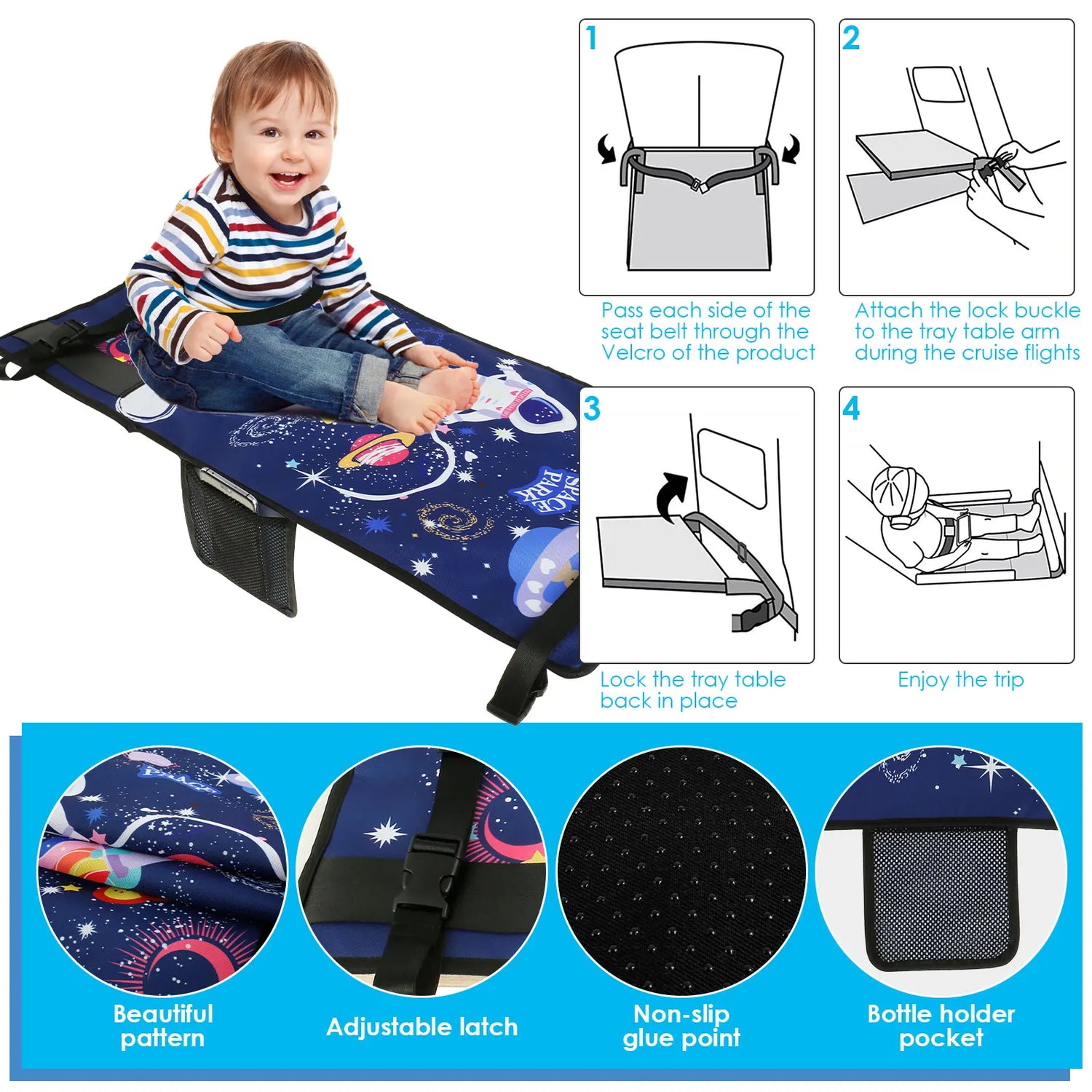 FlyRest - Lit de Voyage pour Enfant en Avion, Hamac Portable et Repose-Pieds - Bébé Ange