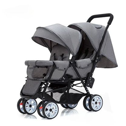 TwinEase™ - Poussette Double Pliable et Multifonctionnelle pour Jumeaux - Bébé Ange