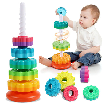 RainbowSpin™ - Tour Arc-en-Ciel Rotative Montessori pour Enfants - Bébé Ange