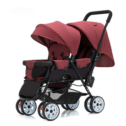 TwinEase™ - Poussette Double Pliable et Multifonctionnelle pour Jumeaux - Bébé Ange