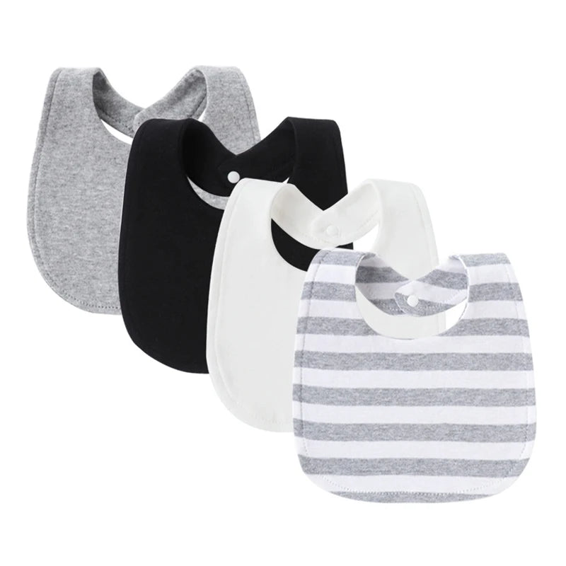 SnuggleBibs™ - Ensemble de 4 Bavoirs en Coton pour Bébé - Protection Douce et Absorbante pour Nouveau-nés - Bébé Ange