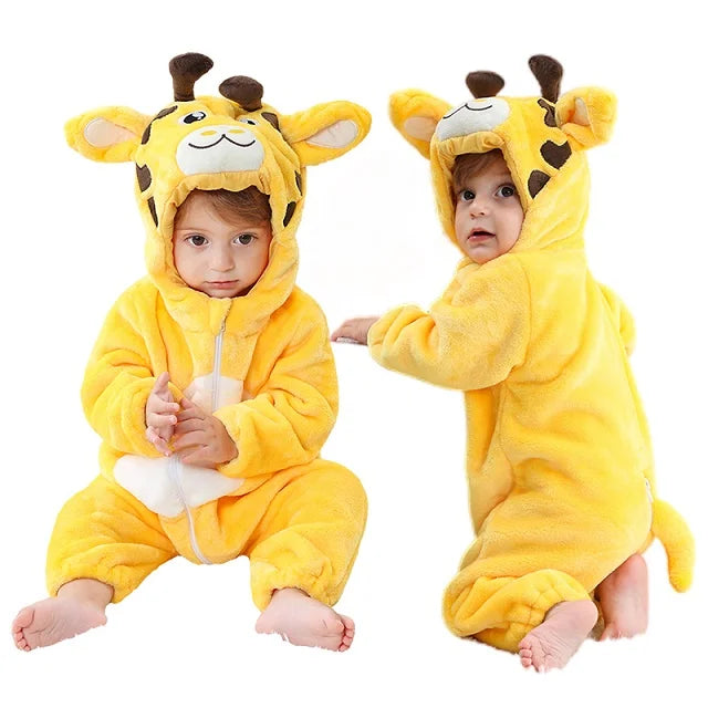 FluffyZoo - Barboteuse d'Hiver à Capuche pour Bébé avec Motifs Animaux (0-3 Ans) - Bébé Ange