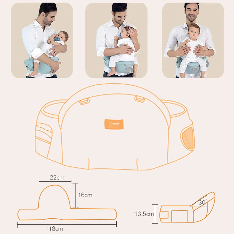 BabyHug Pro - Porte-Bébé Ergonomique avec Siège de Hanche et Coussin Confortable - Bébé Ange