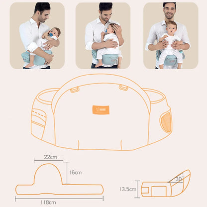 BabyHug Pro - Porte-Bébé Ergonomique avec Siège de Hanche et Coussin Confortable - Bébé Ange