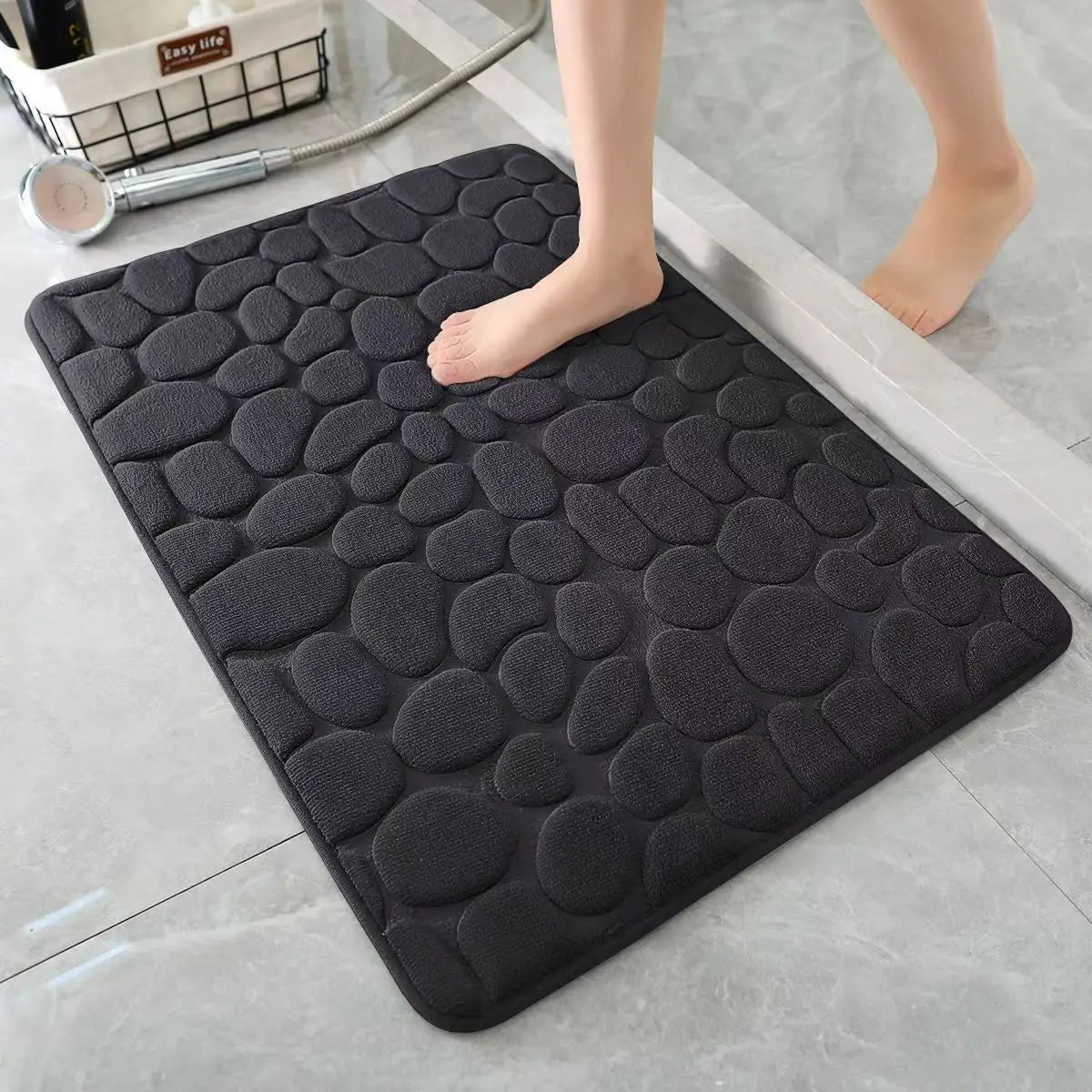 StoneSoft™ - Tapis de Bain Antidérapant 3D Effet Galet à Séchage Rapide - Bébé Ange