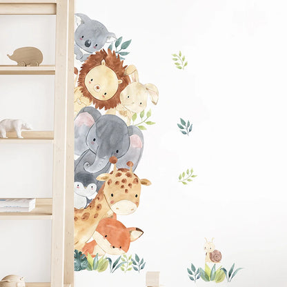 JungleMagique – Stickers Muraux Animaux Africains (Éléphant, Girafe, Ours, Renard) – Décoration pour Chambre d'Enfant, Lot de 2 - Bébé Ange