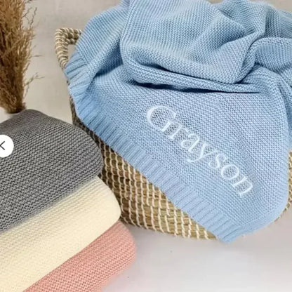 CozyCotton™ - Couverture en Coton Personnalisée pour Bébé avec Nom - Bébé Ange