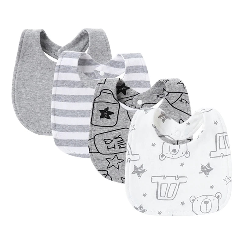 SnuggleBibs™ - Ensemble de 4 Bavoirs en Coton pour Bébé - Protection Douce et Absorbante pour Nouveau-nés - Bébé Ange