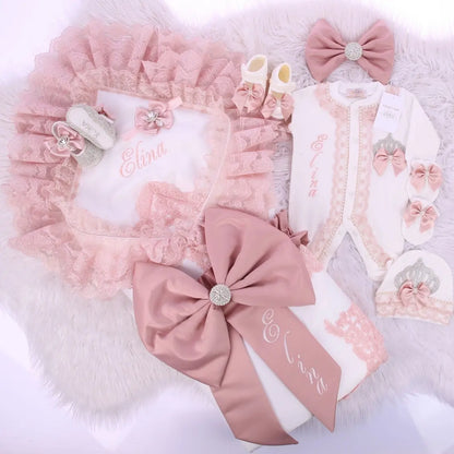 RoyalBaby™ - Ensemble Hôpital de Sortie Naissance Bling 5 Pièces Princesse/Prince - Bébé Ange